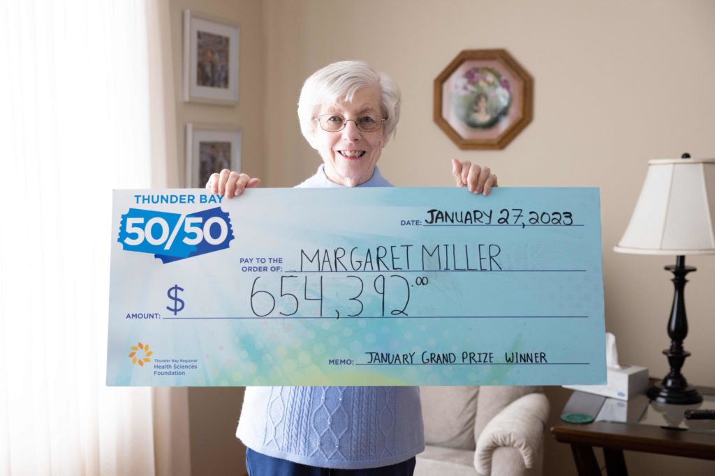 Margaret Miller of Thunder Bay is the winner of the January 50/50 Grand Prize of $654,392.